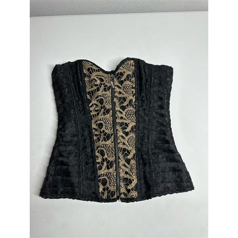 Spirit Women’s Bustier Corset Black Goth Glamour Halloween Lacing Sz M